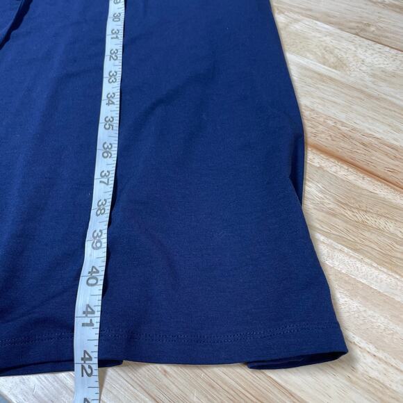 Eileen Fisher NWT Mock Neck Drawstring Tie Waist Dress Navy Size XL Sleeveless - Picture 8 of 9